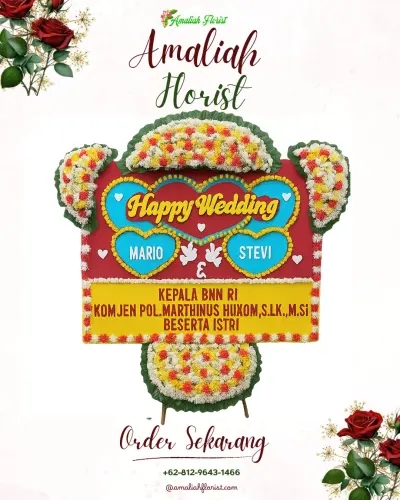 Karangan Papan Bunga Pernikahan di Mariso